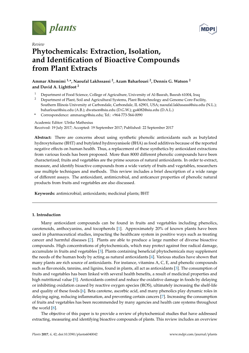 Extraction, Isolation, and Identification of Bioactive Compounds from Plant