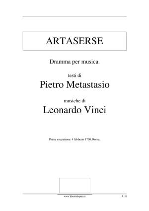 ARTASERSE Pietro Metastasio Leonardo Vinci