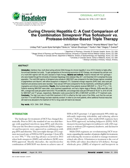 Curing Chronic Hepatitis C: a Cost Comparison of the Combination Simeprevir Plus Sofosbuvir Vs