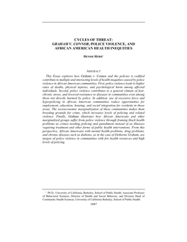 Graham V. Connor, Police Violence, and African American Health Inequities