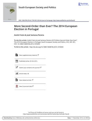 More Second-Order Than Ever? the 2014 European Election in Portugal
