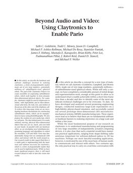 Beyond Audio and Video: Using Claytronics to Enable Pario
