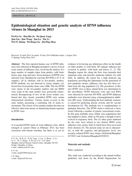 Epidemiological Situation and Genetic Analysis of H7N9 Influenza Viruses