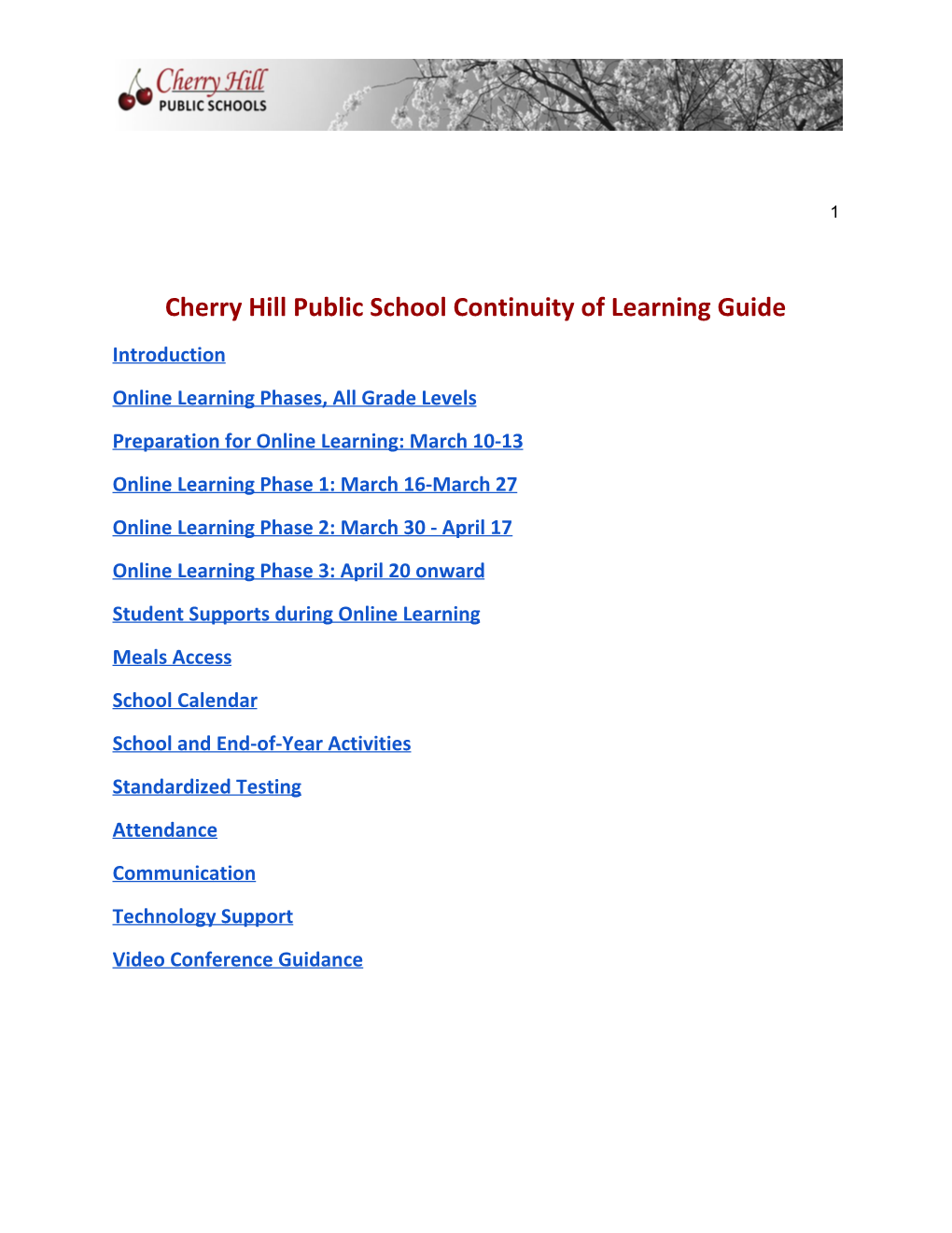 CHPS Continuity of Learning Guide