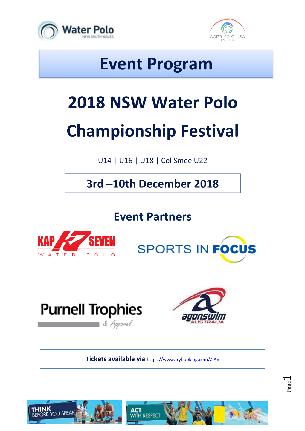 2018 NSW Water Polo Championship Festival Event Program