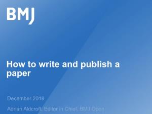 How to Write and Publish a Paper