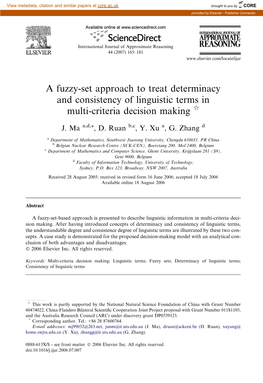 A Fuzzy-Set Approach to Treat Determinacy and Consistency of Linguistic Terms in Multi-Criteria Decision Making Q