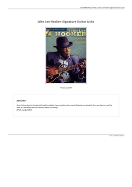 Read Book ~ John Lee Hooker: Signature Guitar Licks