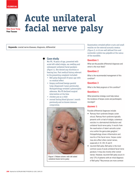 Acute Unilateral Facial Nerve Palsy Clinical