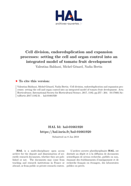 Cell Division, Endoreduplication and Expansion Processes