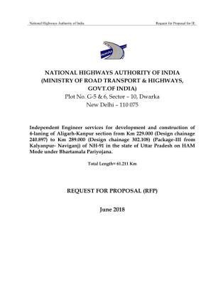 National Highways Authority of India Request for Proposal for IE