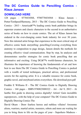 The DC Comics Guide to Pencilling Comics - Klaus Janson