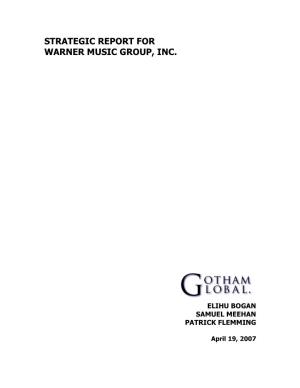Strategic Report for Warner Music Group, Inc