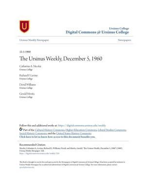 The Ursinus Weekly, December 5, 1960