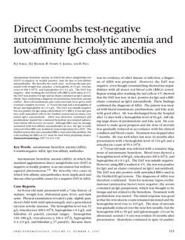 Direct Coombs Test-Negative Autoimmune Hemolytic Anemia and Low-Affinity Igg Class Antibodies