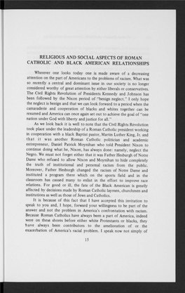 Religious and Social Aspects of Roman Catholic and Black American Relationships
