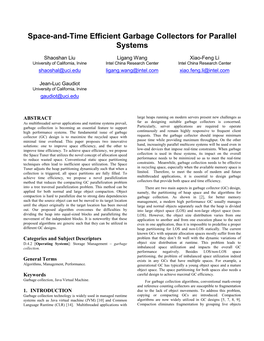 Space-And-Time Efficient Garbage Collectors for Parallel Systems