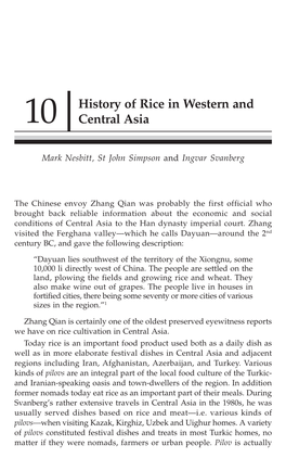 History of Rice in Western and Central Asia