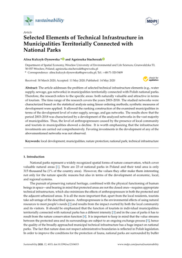 Selected Elements of Technical Infrastructure in Municipalities Territorially Connected with National Parks