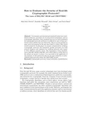 How to Evaluate the Security of Real-Life Cryptographic Protocols? the Cases of ISO/IEC 29128 and CRYPTREC
