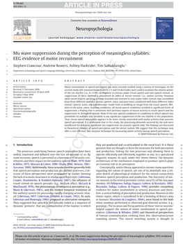 Mu Wave Suppression During the Perception of Meaningless Syllables