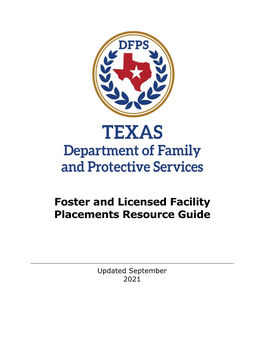 Foster and Licensed Facility Placements Resource Guide