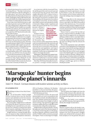 'Marsquake' Hunter Begins to Probe Planet's Innards