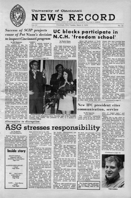 University of Cincinnati News Record. Tuesday, March 3, 1970. Vol. LVII