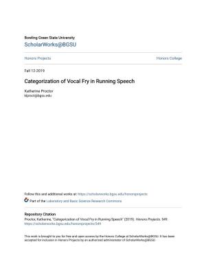 Categorization of Vocal Fry in Running Speech