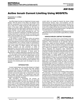 AN1542 Active Inrush Current Limiting Using Mosfets