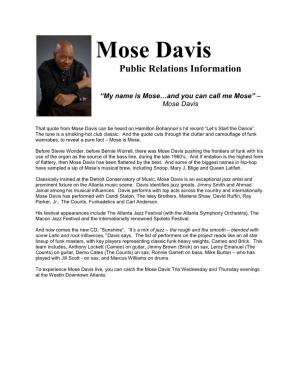 Mose Davis Public Relations Information