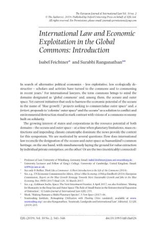 International Law and Economic Exploitation in the Global Commons: Introduction
