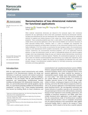 Nanomechanics of Low-Dimensional Materials for Functional Applications