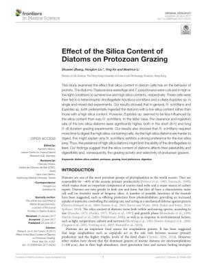 Effect of the Silica Content of Diatoms on Protozoan Grazing