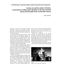 On the Art and the Culture of Domes. Construction in Milan and Lombardy in the Late Sixteenth and in the First Half of the Seventeenth Century