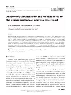 Anastomotic Branch from the Median Nerve to the Musculocutaneous Nerve: a Case Report
