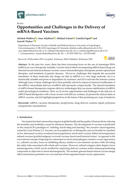 Opportunities and Challenges in the Delivery of Mrna-Based Vaccines