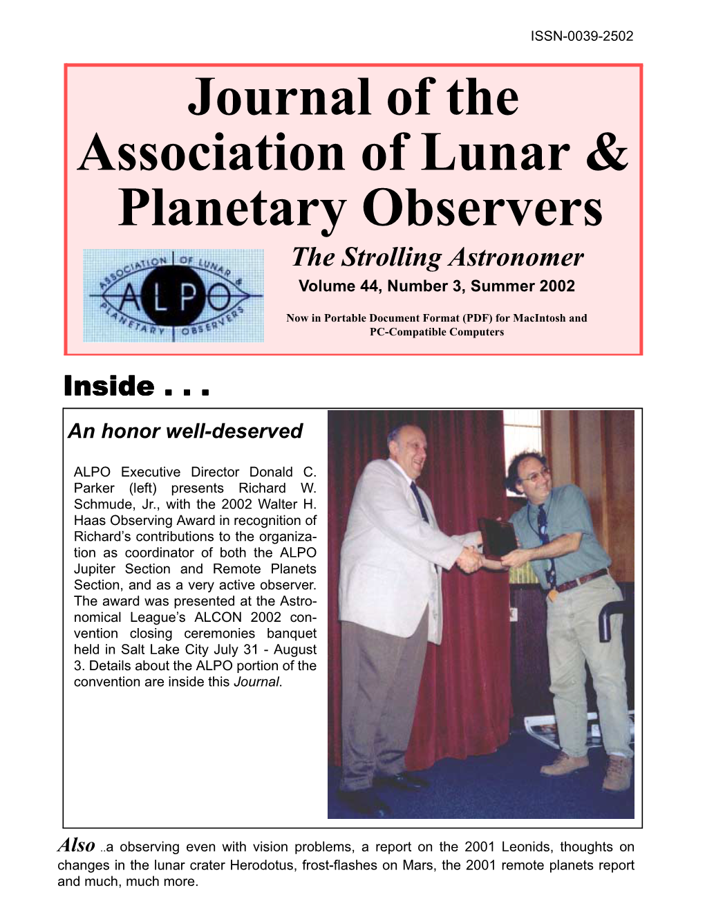 Journal of the Association of Lunar & Planetary Observers