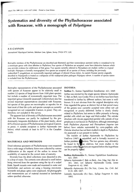 Systematics and Diversity of the Phyllachoraceae Associated with Rosaceae, with a Monograph of Polysiigma