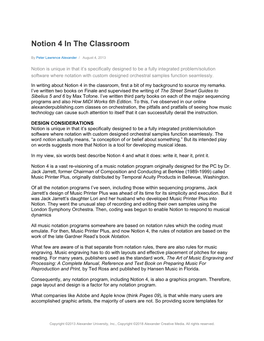 Notion 4 in the Classroom