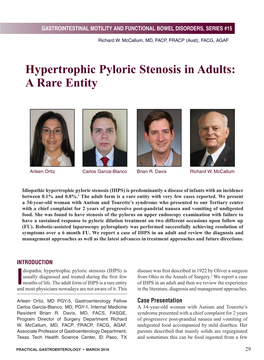 Hypertrophic Pyloric Stenosis in Adults: a Rare Entity