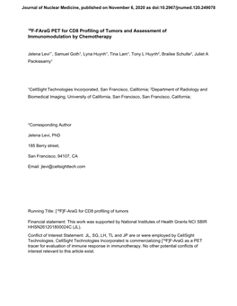 18F-Farag PET for CD8 Profiling of Tumors and Assessment of Immunomodulation by Chemotherapy