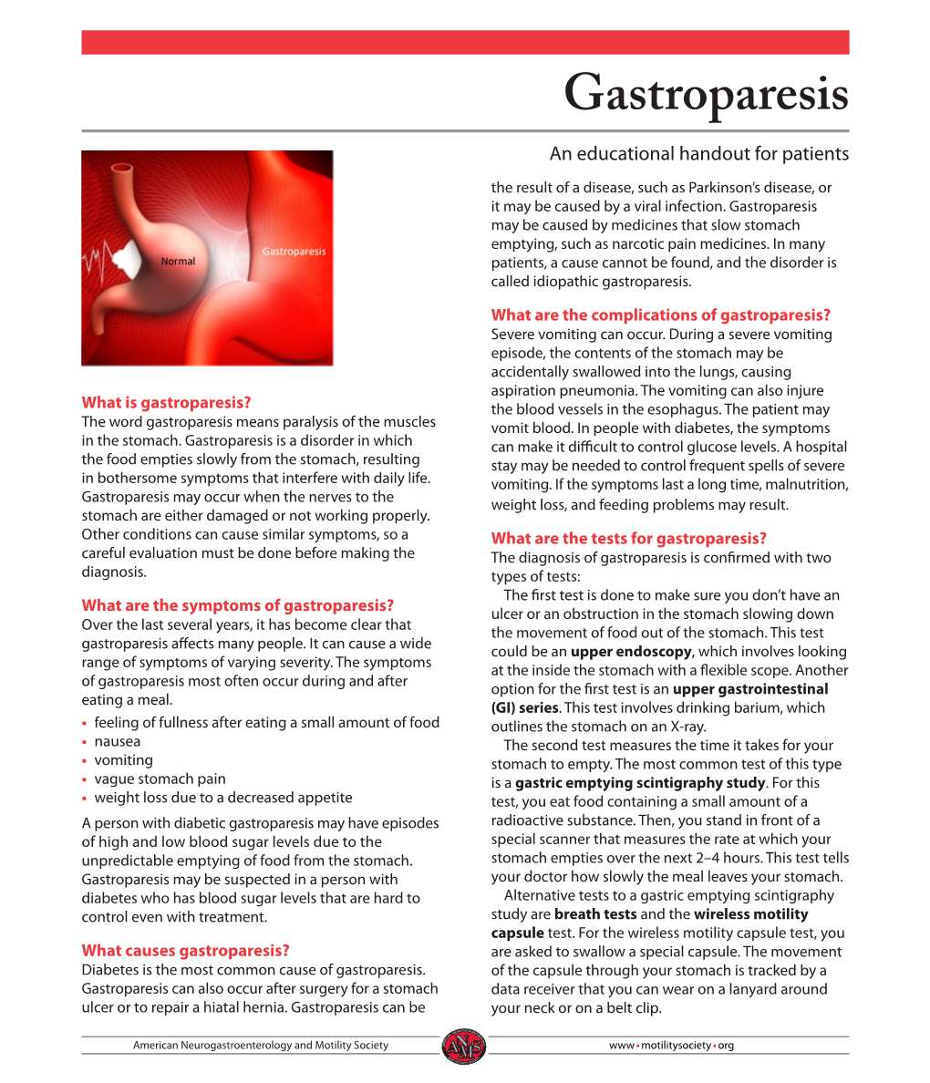 Gastroparesis (ANMS)