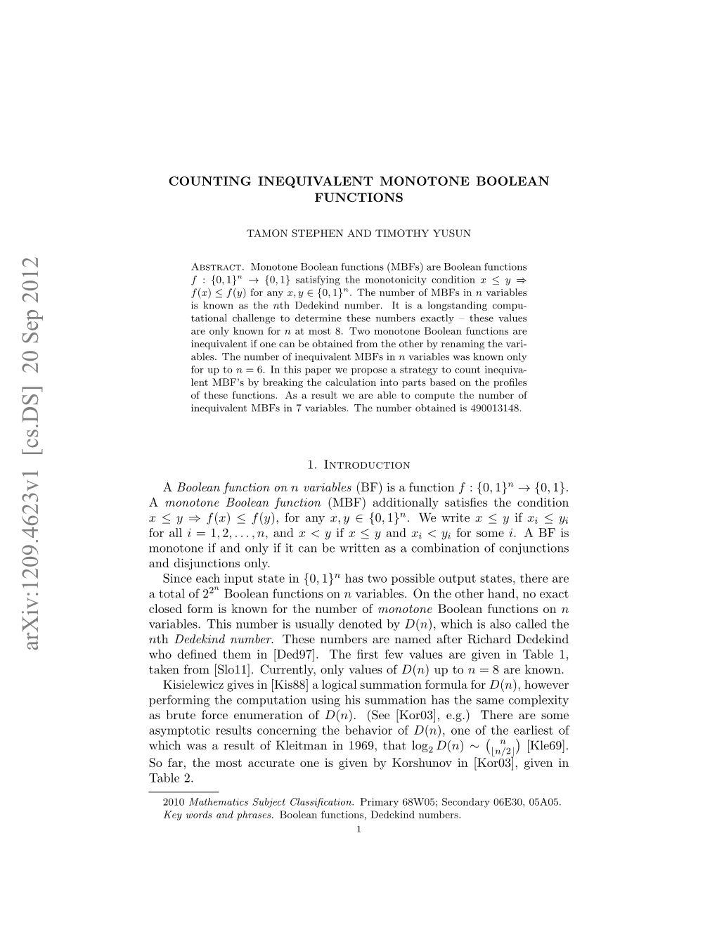 Arxiv:1209.4623V1 [Cs.DS] 20 Sep 2012 Who Deﬁned Them in [Ded97]