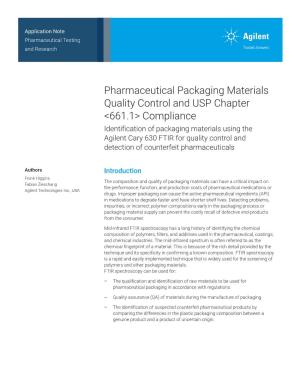 Pharmaceutical Packaging Materials Quality Control and USP