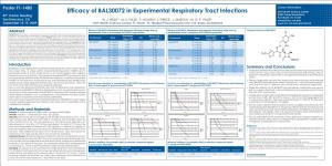 Efficacy of BAL30072 in Experimental Respiratory Tract Infections UNT Health Science Center 49Th ICAAC Meeting 3500 Camp Bowie Blvd