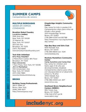 SUMMER CAMPS 542-2727(718) Ext.16 Bronx, NY10456 955 Tinton Ave