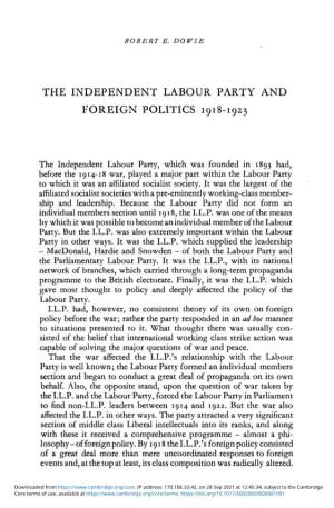 The Independent Labour Party and Foreign Politics 1918–1923