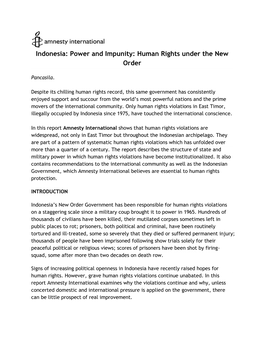 Indonesia: Power and Impunity: Human Rights Under the New Order