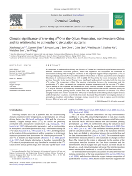 Climatic Significance of Tree-Ring Δ18o in the Qilian Mountains